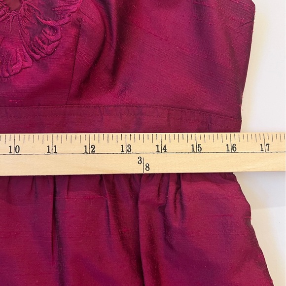 Adrianna Papell Burgundy Sleeveless V-neck Silk Cocktail Dress Size 10 - Picture 10 of 11